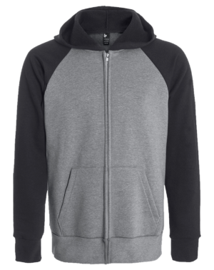 Unisex Hooded Full-zip Raglan Sweatshirt